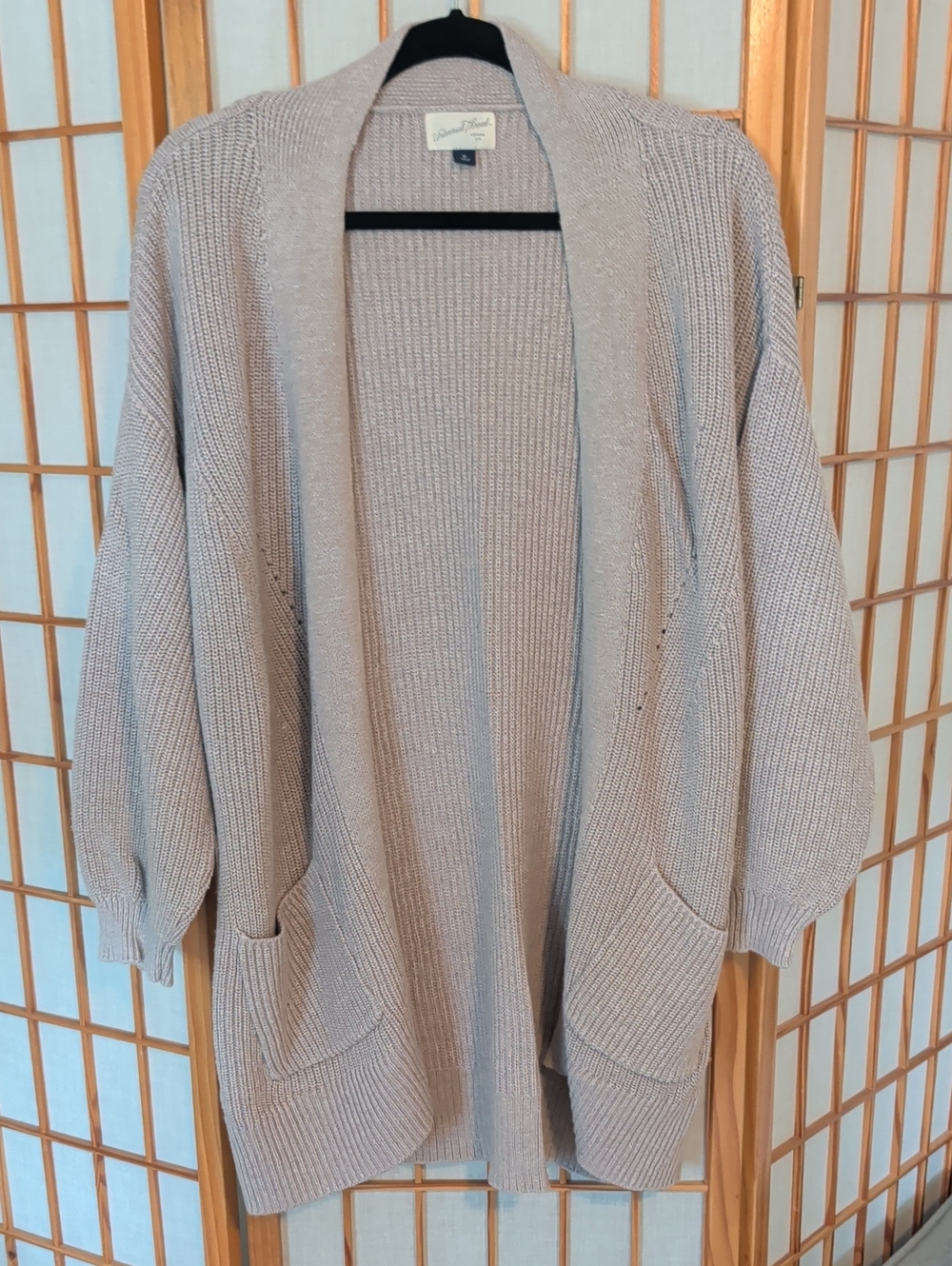 Universal Thread Relaxed Open-Front Cardigan in Light Taupe